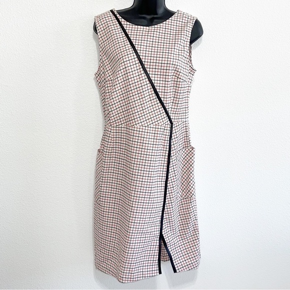 NWT Band of Outsiders Woman Ivory and Multi Color Checker Pattern Dress S - Picture 1 of 16